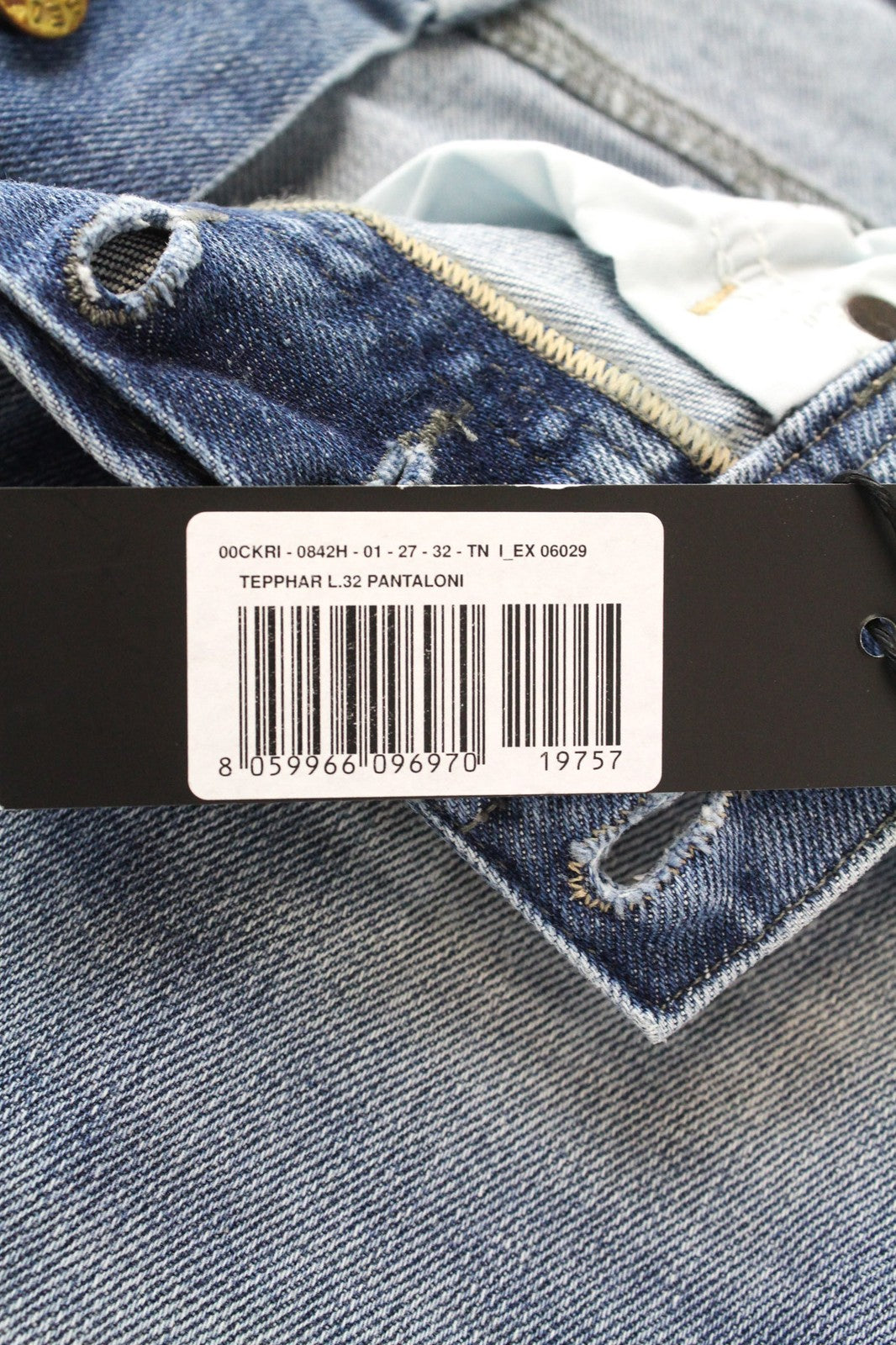 DIESEL Tepphar 0842H Men's W27/L32 Blue Cotton Button-Fly Slim Carrot Fit