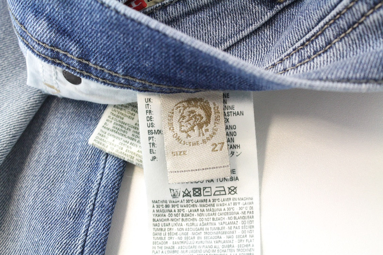 DIESEL Tepphar 0842H Men's W27/L32 Blue Cotton Button-Fly Slim Carrot Fit