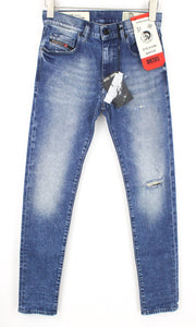 DIESEL D-Strukt 081AQ Men's W27/L32 Tapered Blue Stretch Distressed Fit Jeans