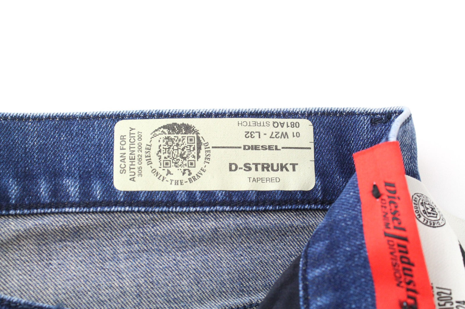 DIESEL D-Strukt 081AQ Men's W27/L32 Tapered Blue Stretch Distressed Fit Jeans