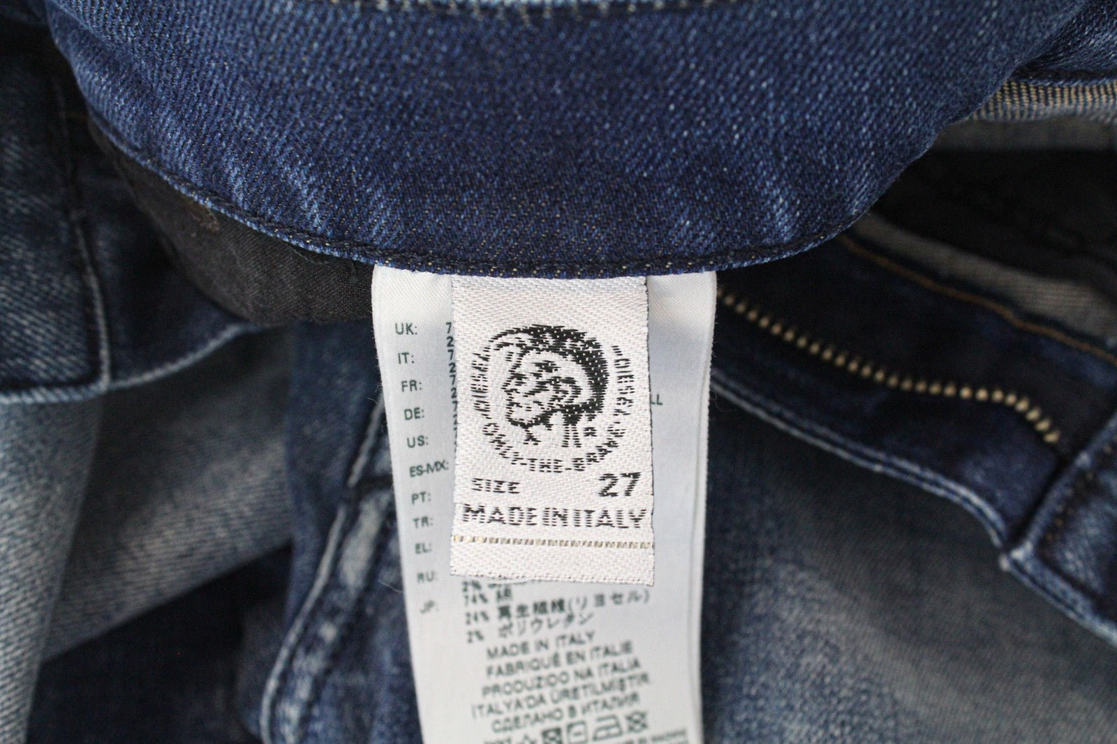 DIESEL D-Strukt 081AQ Men's W27/L32 Tapered Blue Stretch Distressed Fit Jeans