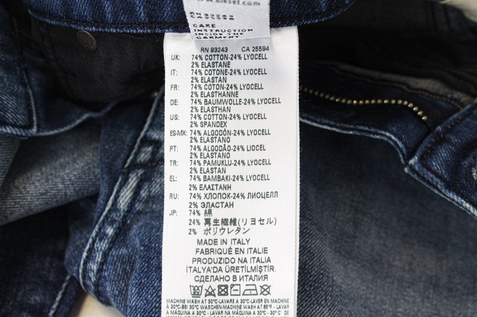 DIESEL D-Strukt 081AQ Men's W27/L32 Tapered Blue Stretch Distressed Fit Jeans