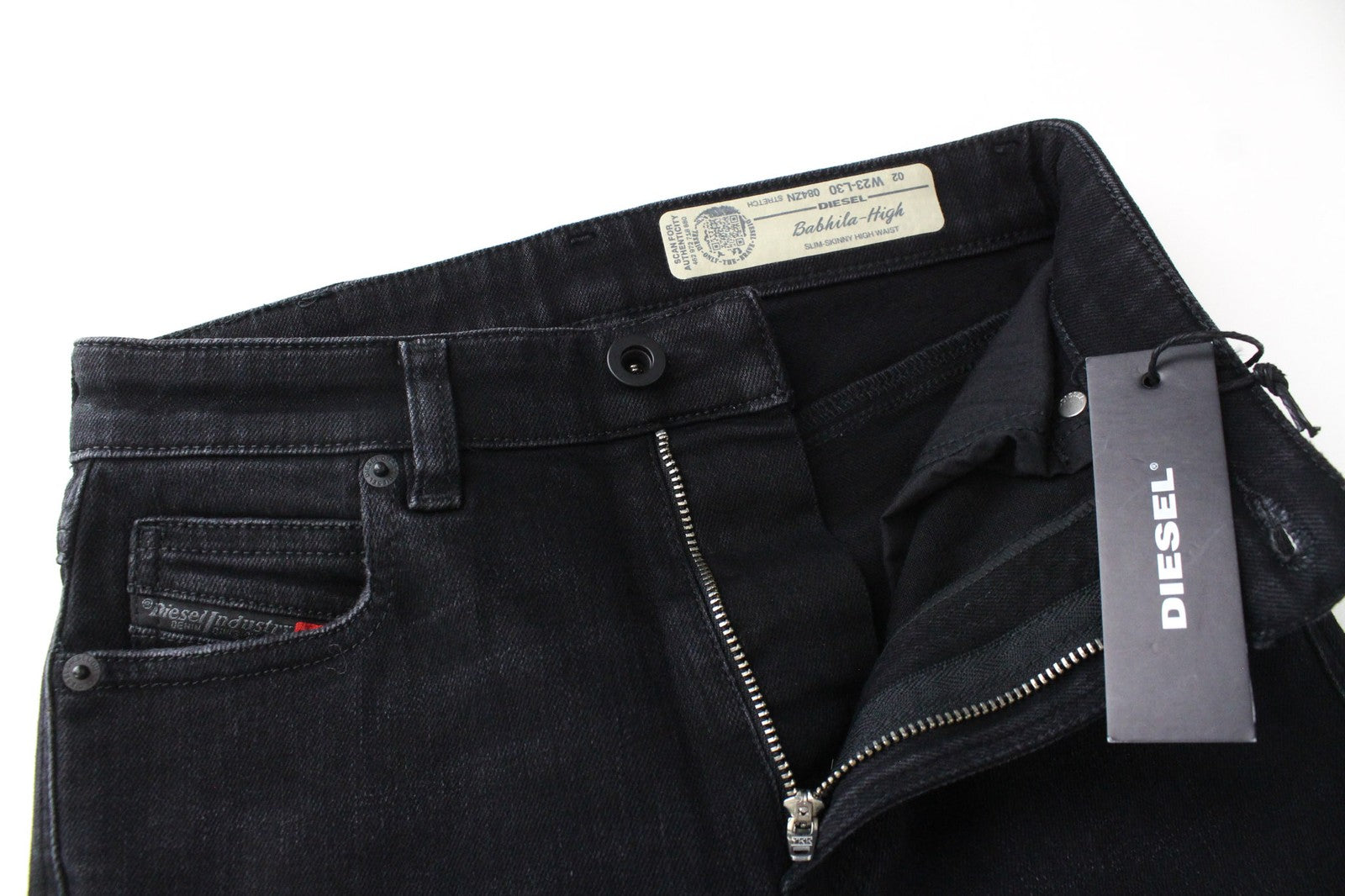 DIESEL Babhila-High 084ZN Women's W32/L30 Black Cotton Slim Fit Skinny Jeans