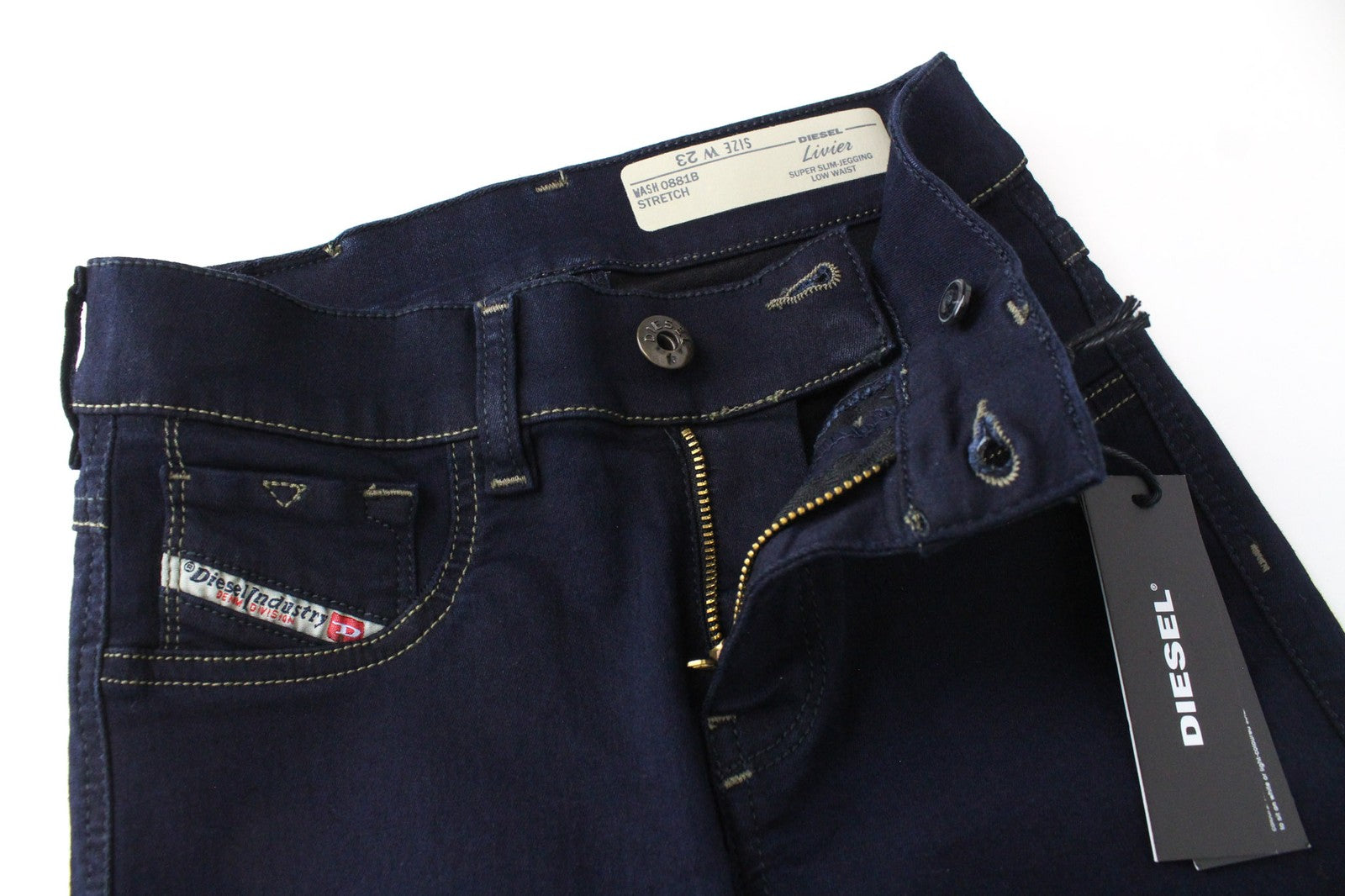 DIESEL Livier 0881B Women's W23 Jegging Super Slim Blue Low Waist Stretch