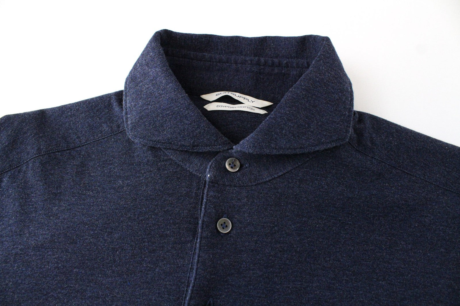 SUITSUPPLY Men's Shirt 39/15.5/40/15.75 Navy Polo Egyptian Cotton Extra Slim