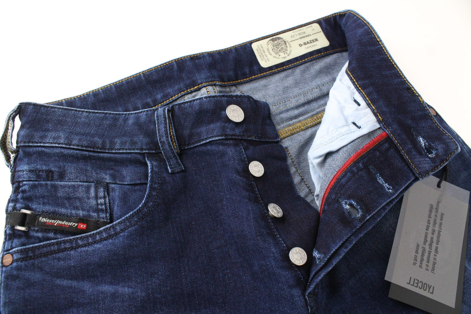 DIESEL D-Bazer 083AT Men's W26/L32 Tapered Fit Washed Blue Cotton Stretch Jeans