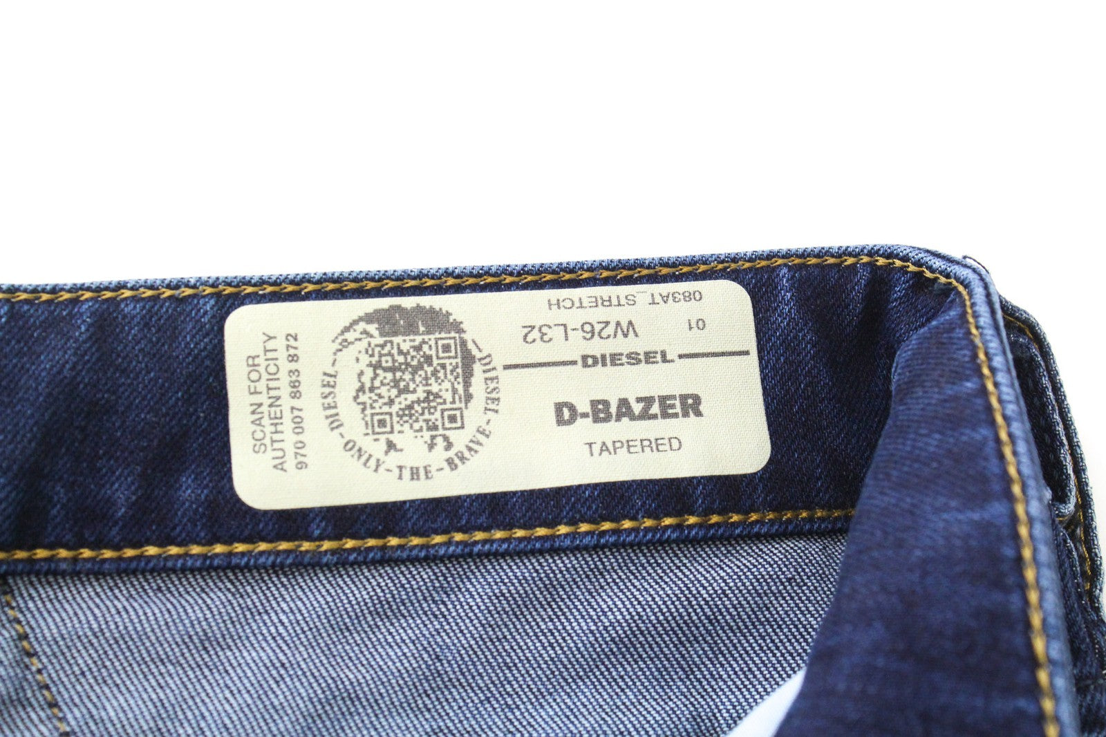 DIESEL D-Bazer 083AT Men's W26/L32 Tapered Fit Washed Blue Cotton Stretch Jeans