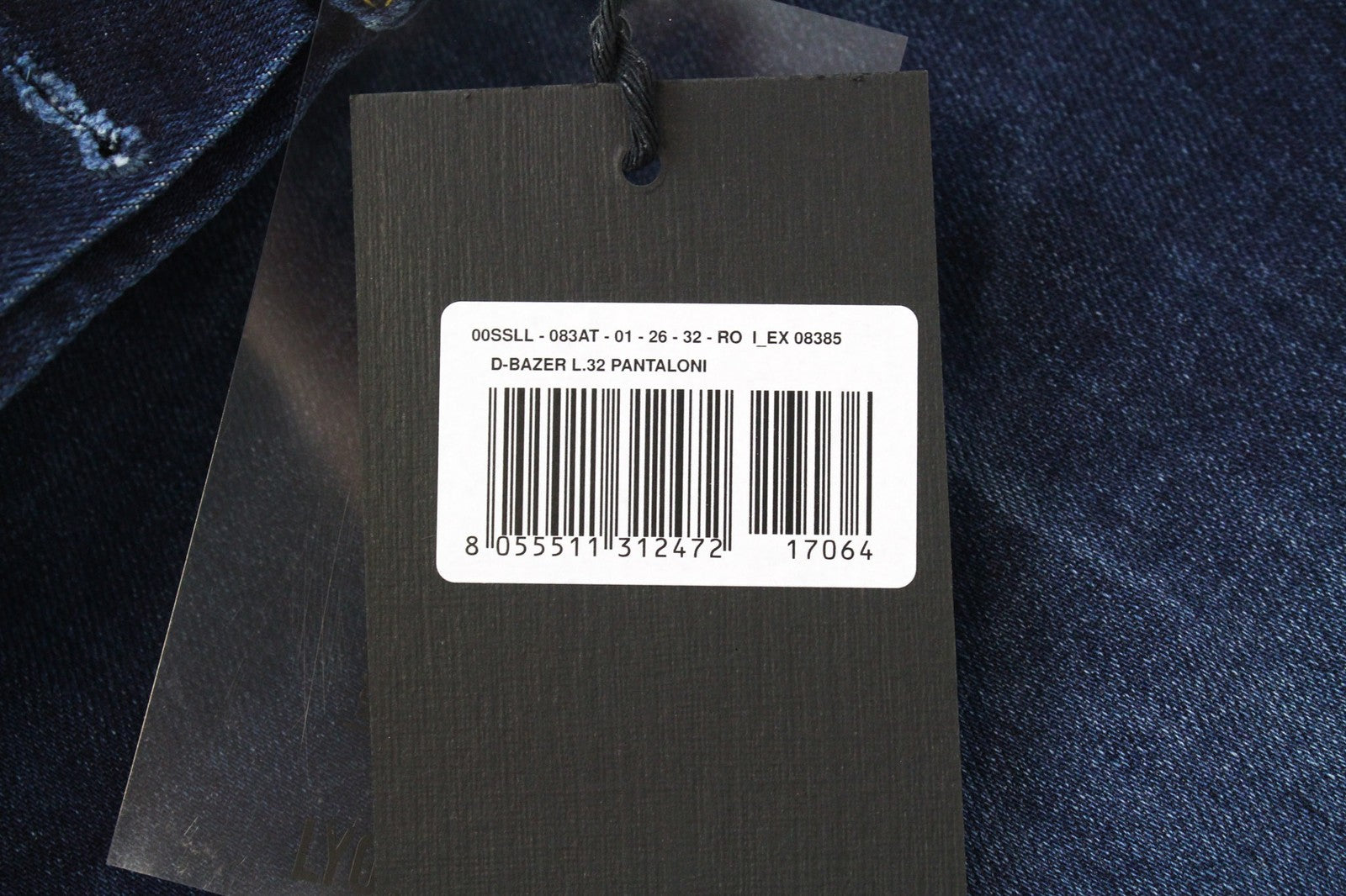 DIESEL D-Bazer 083AT Men's W26/L32 Tapered Fit Washed Blue Cotton Stretch Jeans