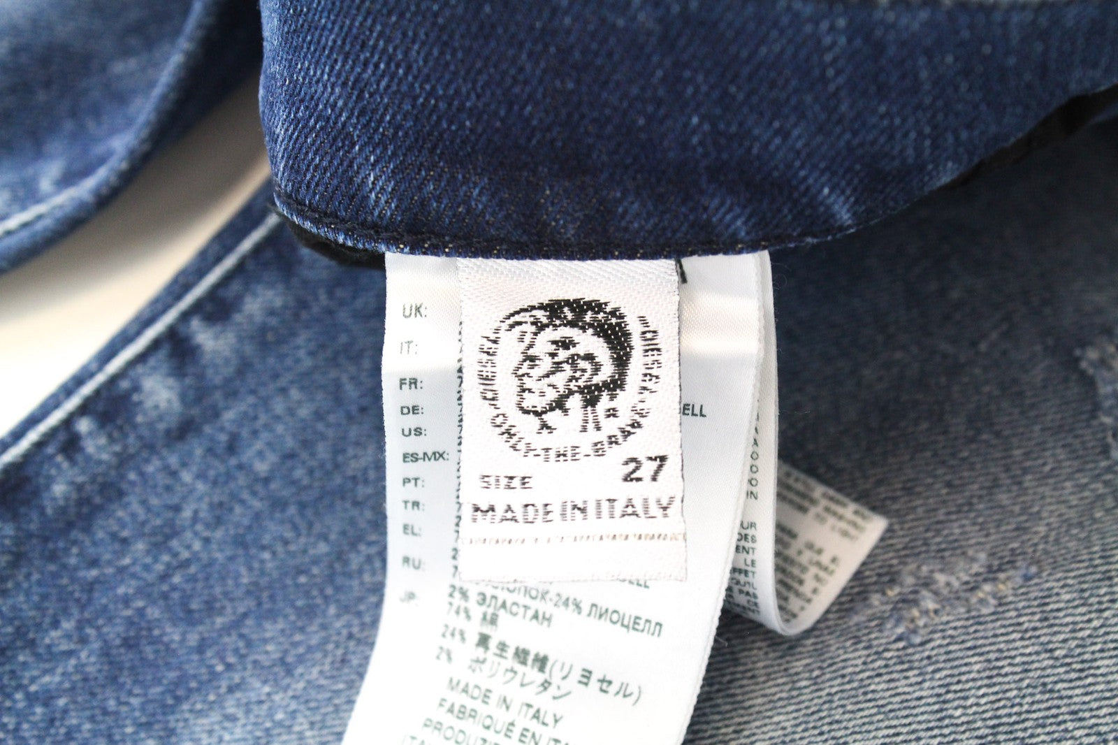 DIESEL D-Strukt 081AQ Men's W27/L32 Ripped Tapered Blue Cotton Stretch Jeans