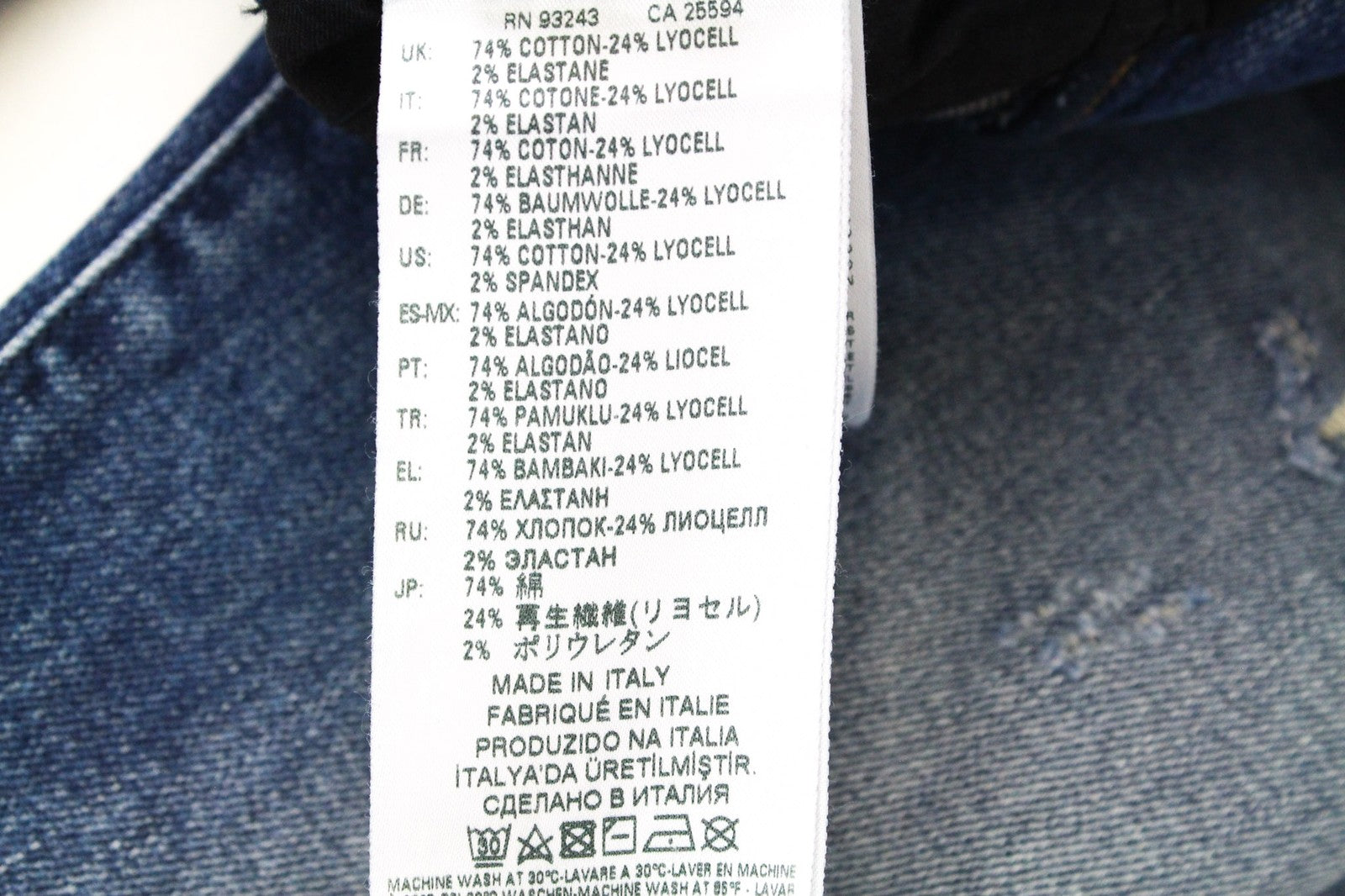 DIESEL D-Strukt 081AQ Men's W27/L32 Ripped Tapered Blue Cotton Stretch Jeans