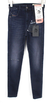 DIESEL Slandy-High 0870C Women's W24/L30 Skinny Distressed Super Stretch Blue