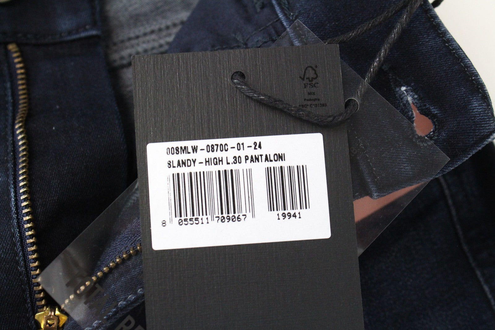 DIESEL Slandy-High 0870C Women's W24/L30 Skinny Distressed Super Stretch Blue