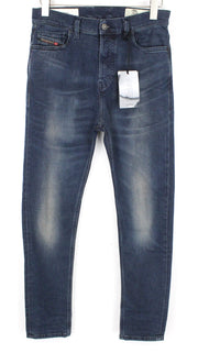 DIESEL D-Vider 084AU Men's W27/L32 Dark Blue Carrot Fit Stretch Button Jeans