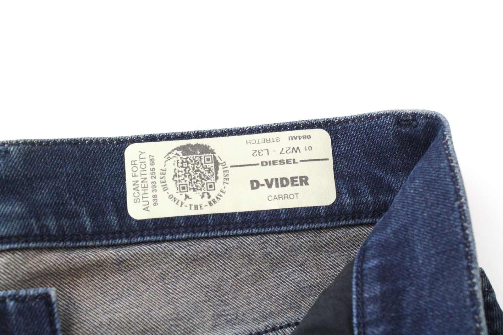 DIESEL D-Vider 084AU Men's W27/L32 Dark Blue Carrot Fit Stretch Button Jeans