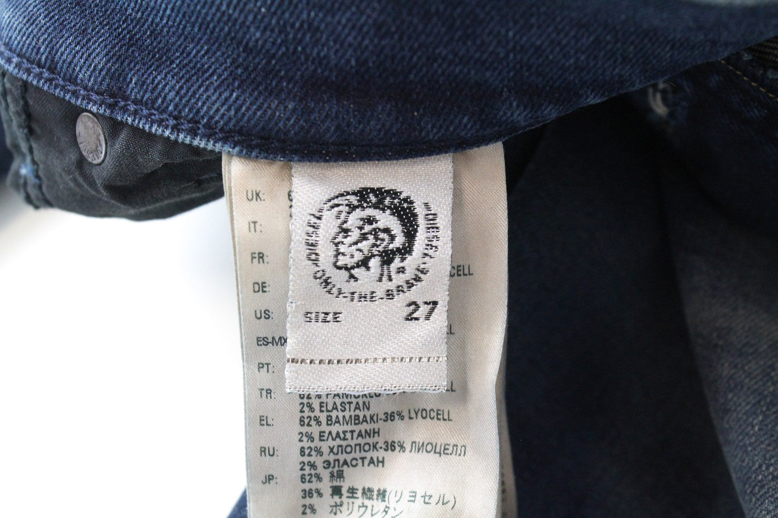 DIESEL D-Vider 084AU Men's W27/L32 Dark Blue Carrot Fit Stretch Button Jeans