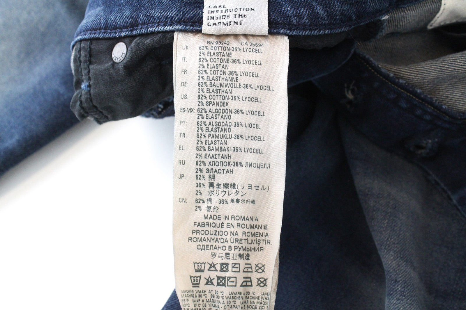 DIESEL D-Vider 084AU Men's W27/L32 Dark Blue Carrot Fit Stretch Button Jeans