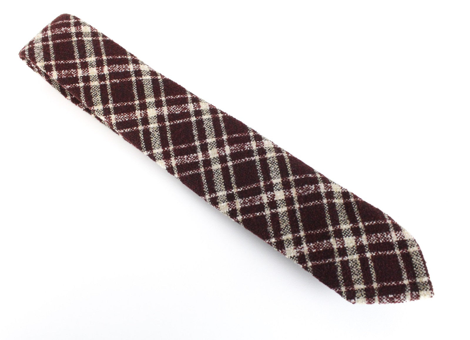 SUITSUPPLY Men's Tie ~150x8cm Wine Red Checked Wool Pointed-End Formal Style