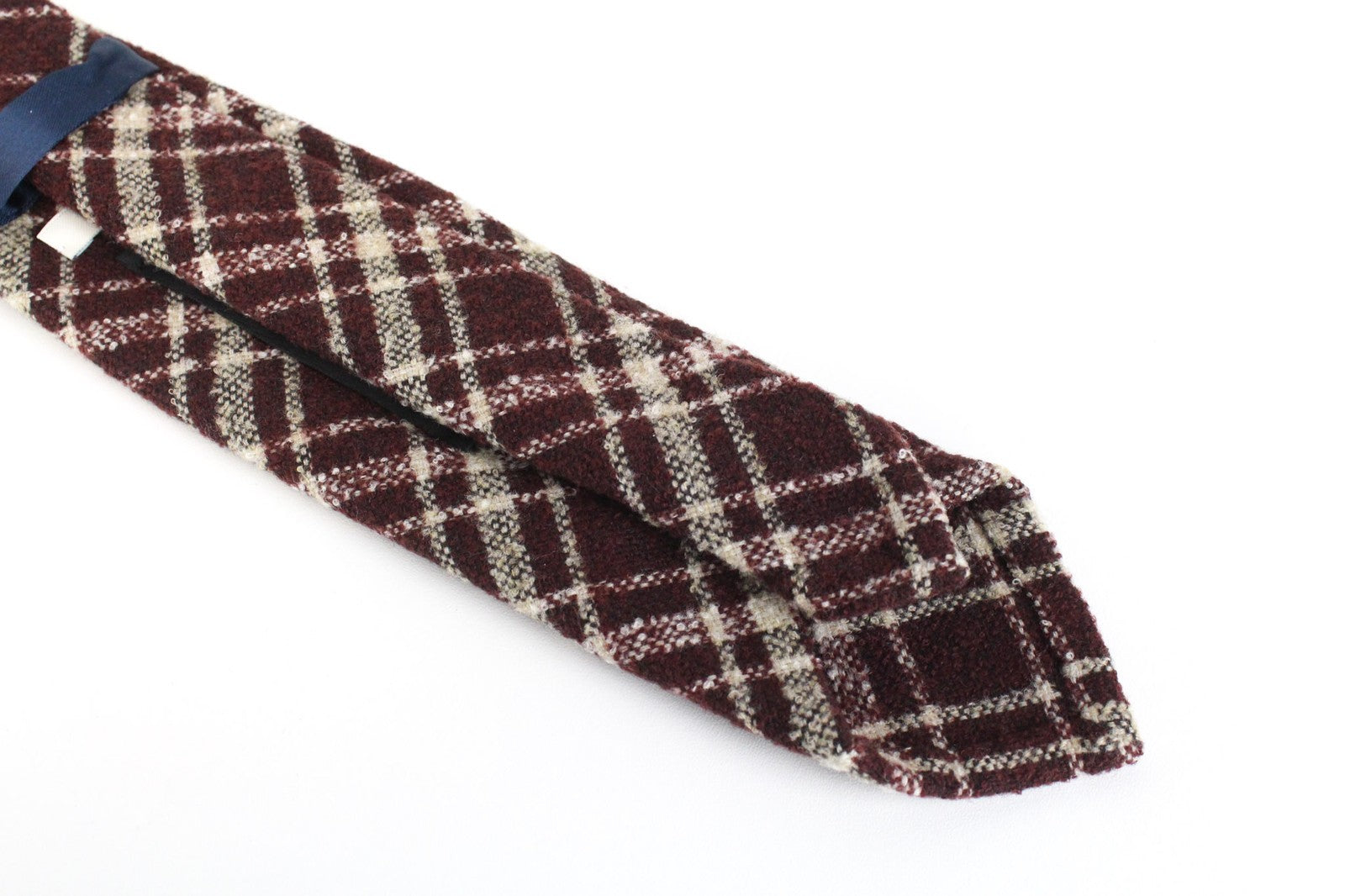 SUITSUPPLY Men's Tie ~150x8cm Wine Red Checked Wool Pointed-End Formal Style