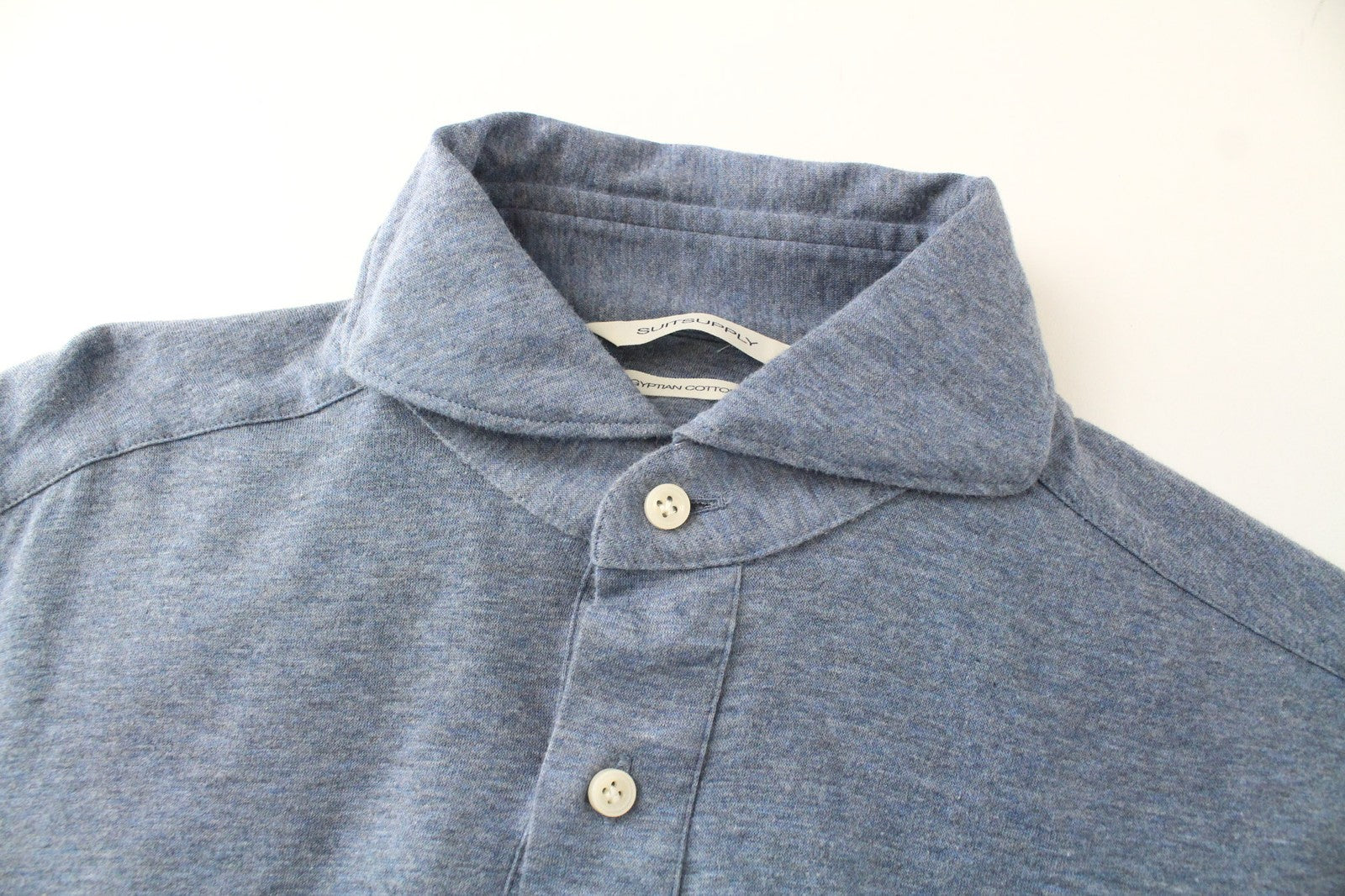 SUITSUPPLY Men's 37/38/14.5/15 Blue Polo Cotton Casual Extra Slim Fit T-Shirt