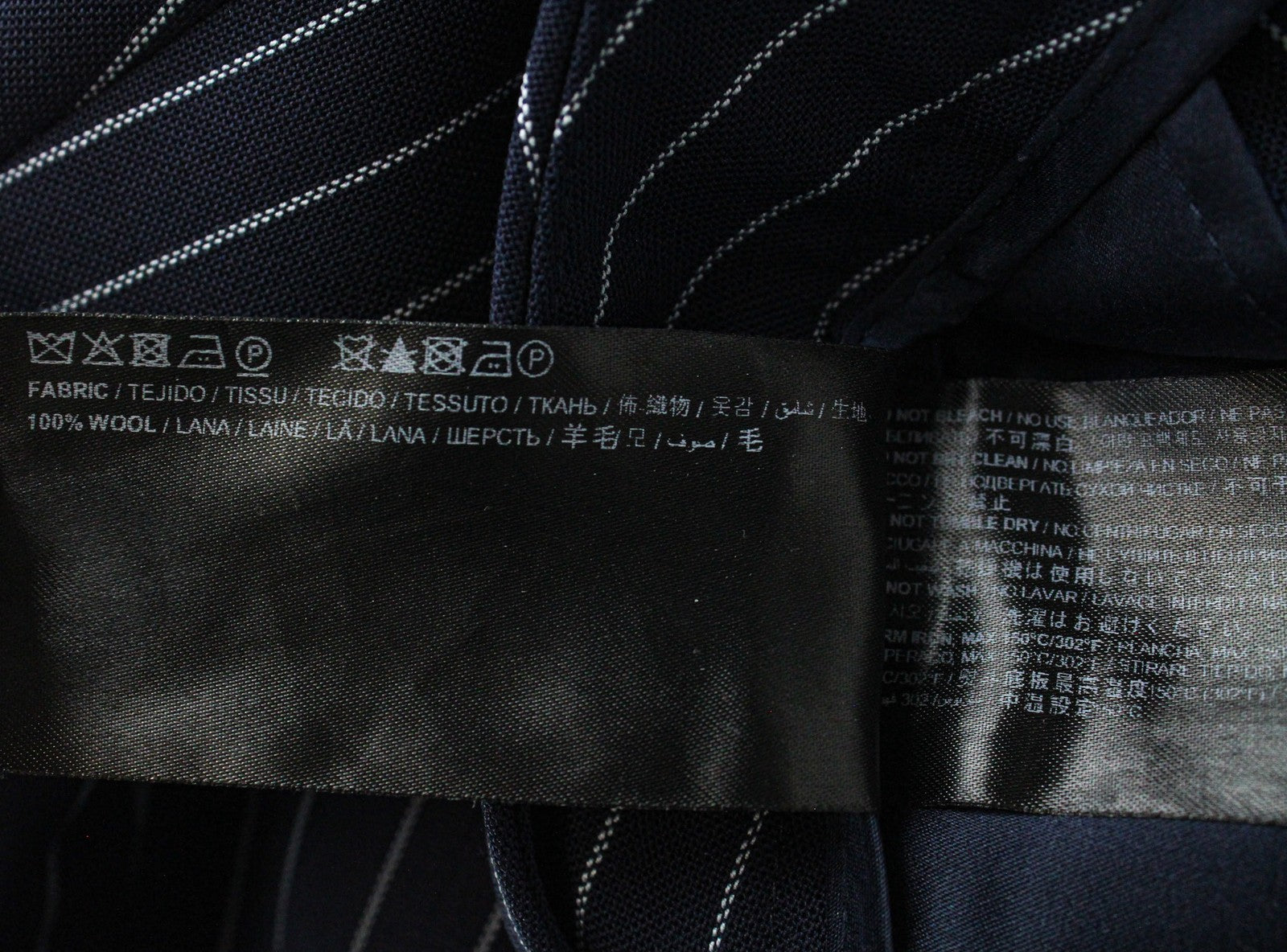 SUISTUDIO Oakley Women's Pants UK12S Navy Striped Pure Wool Pleated Trousers