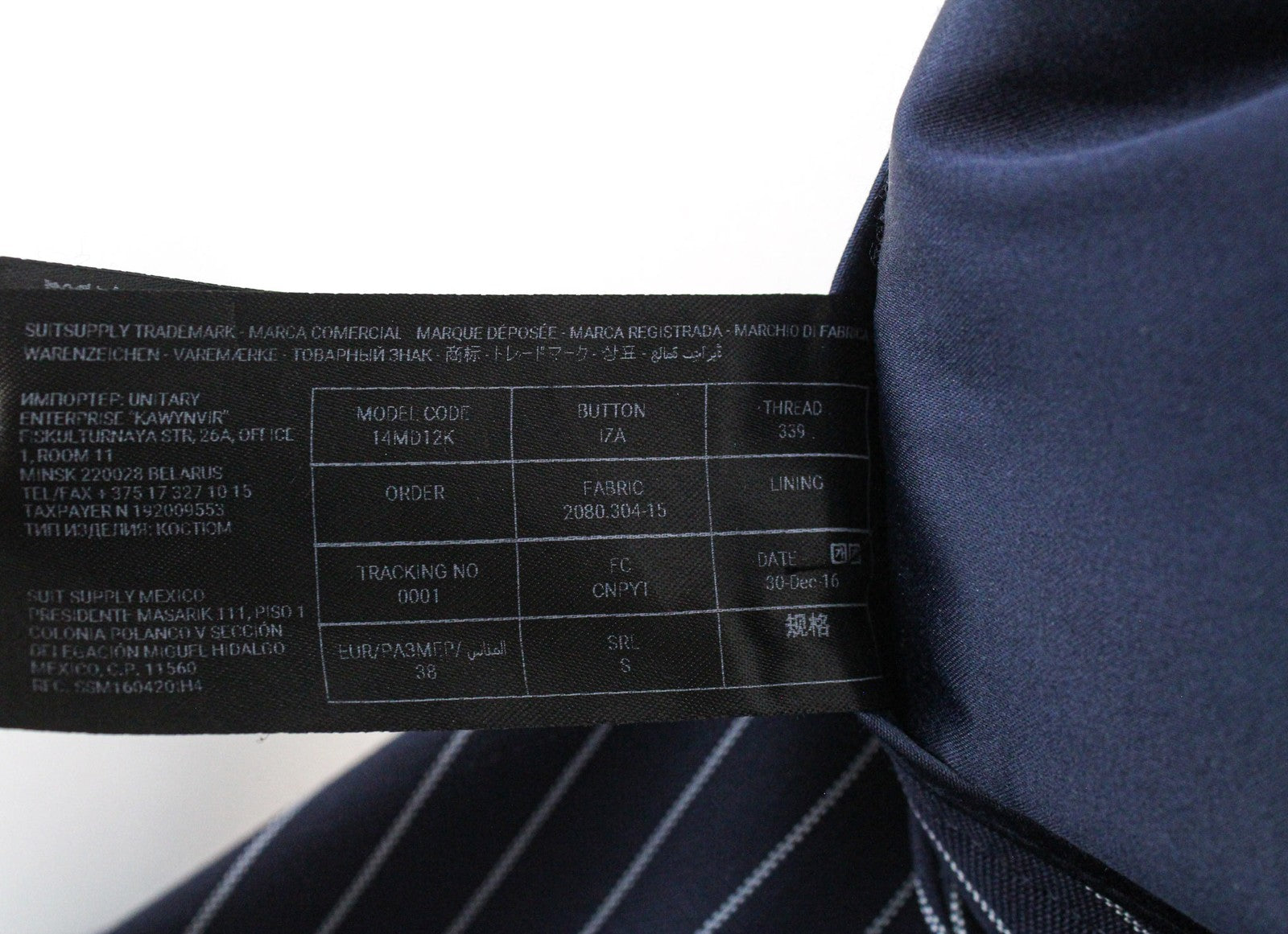 SUISTUDIO Oakley Women's Pants UK12S Navy Striped Pure Wool Pleated Trousers