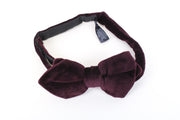 SUITSUPPLY Men's Bow Tie Burgundy One Size Velvet Cotton Self-Tie Formal Wear