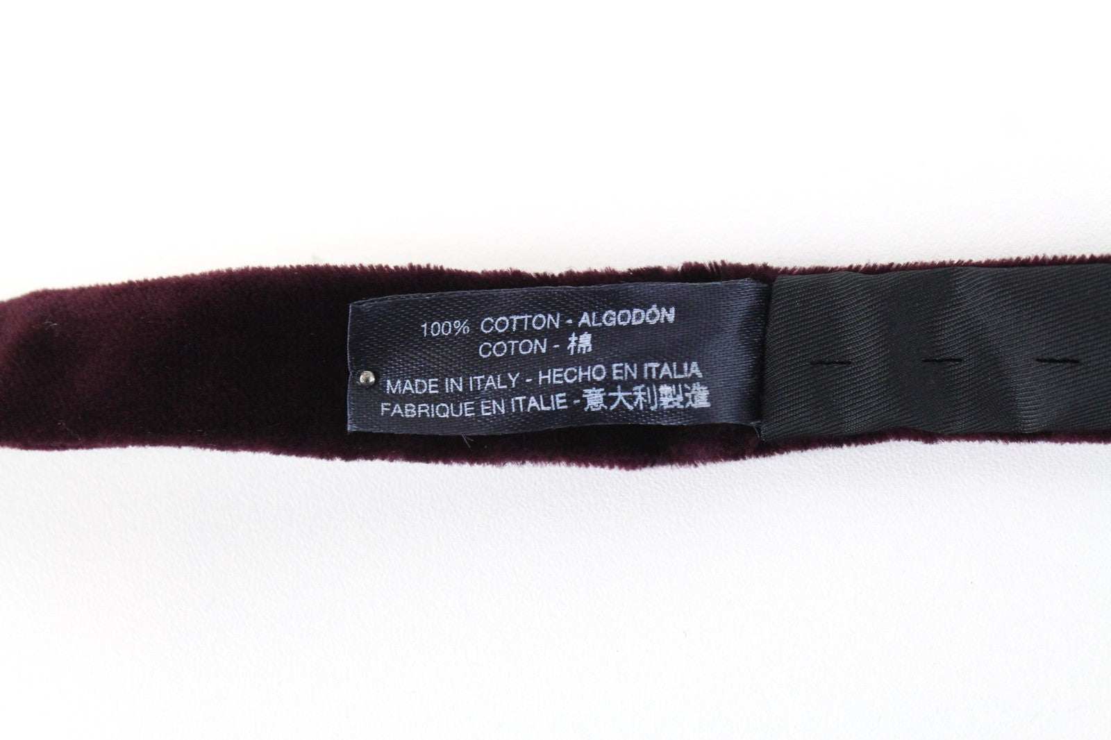 SUITSUPPLY Men's Bow Tie Burgundy One Size Velvet Cotton Self-Tie Formal Wear