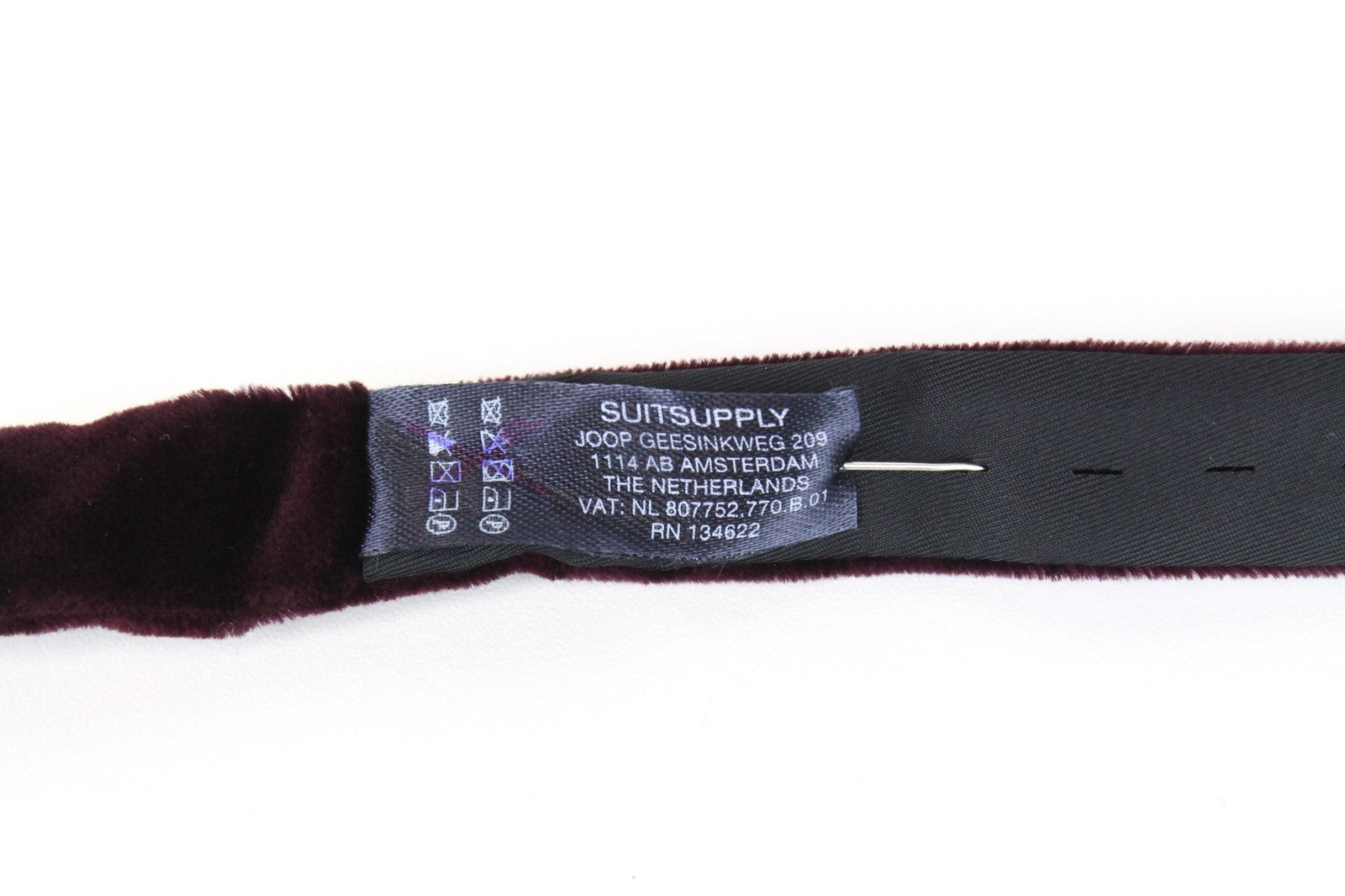 SUITSUPPLY Men's Bow Tie Burgundy One Size Velvet Cotton Self-Tie Formal Wear