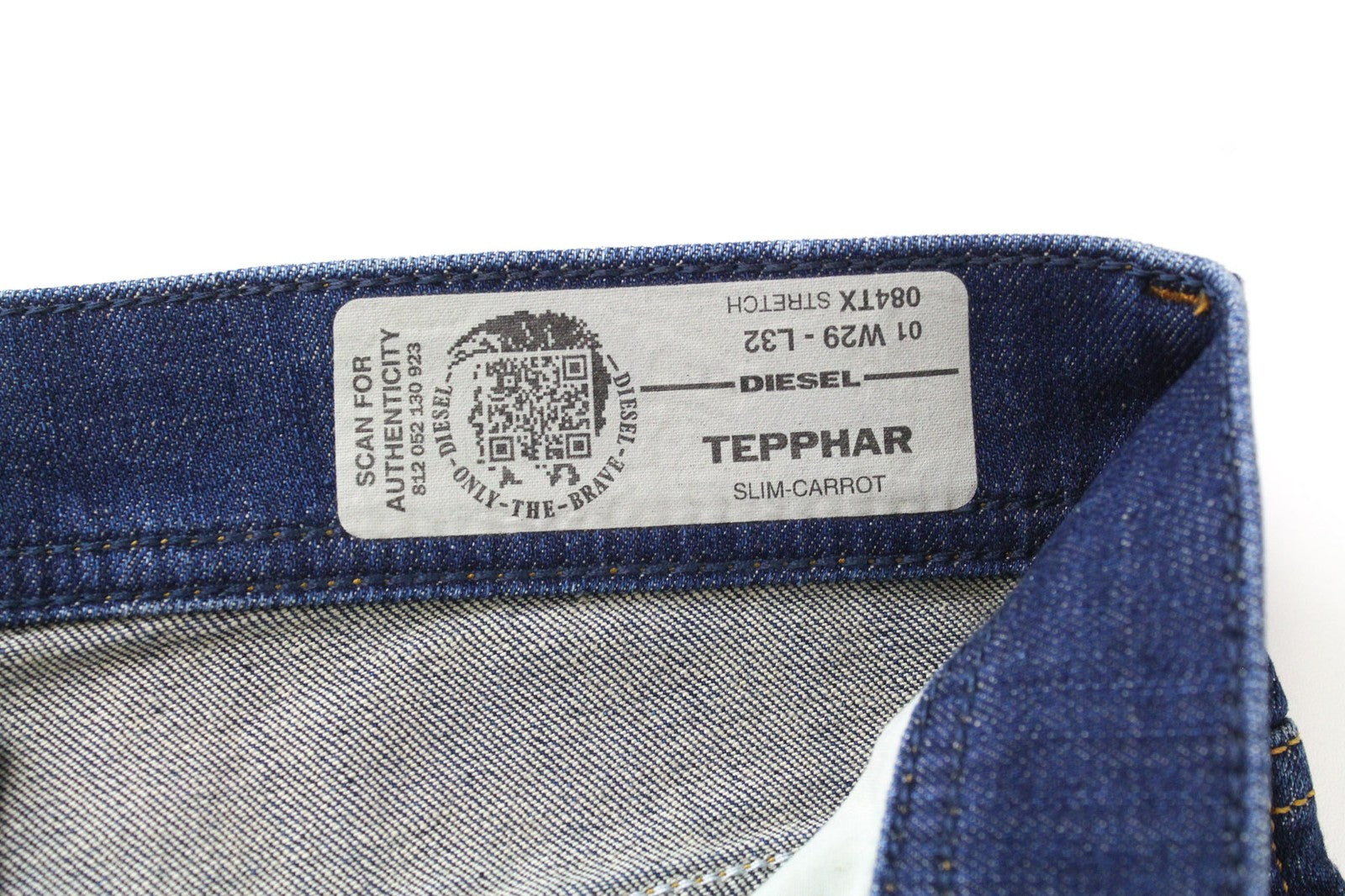 DIESEL Tepphar 084TX Men's W29/L32 Ripped Slim Carrot Cotton Stretch Blue