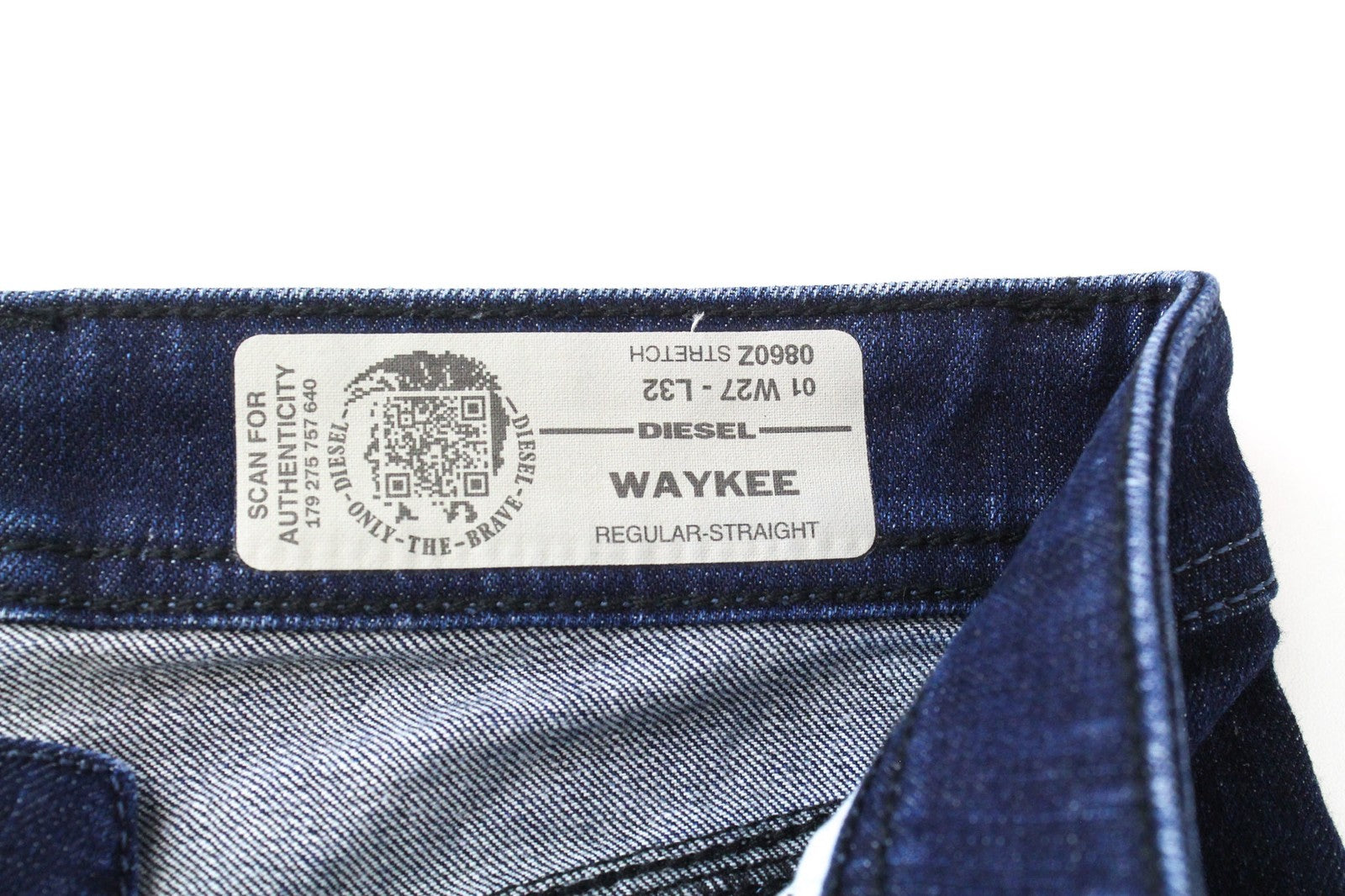 DIESEL Waykee 0860Z Men's Jeans W27/L32 Straight Regular Fit Stretch Blue