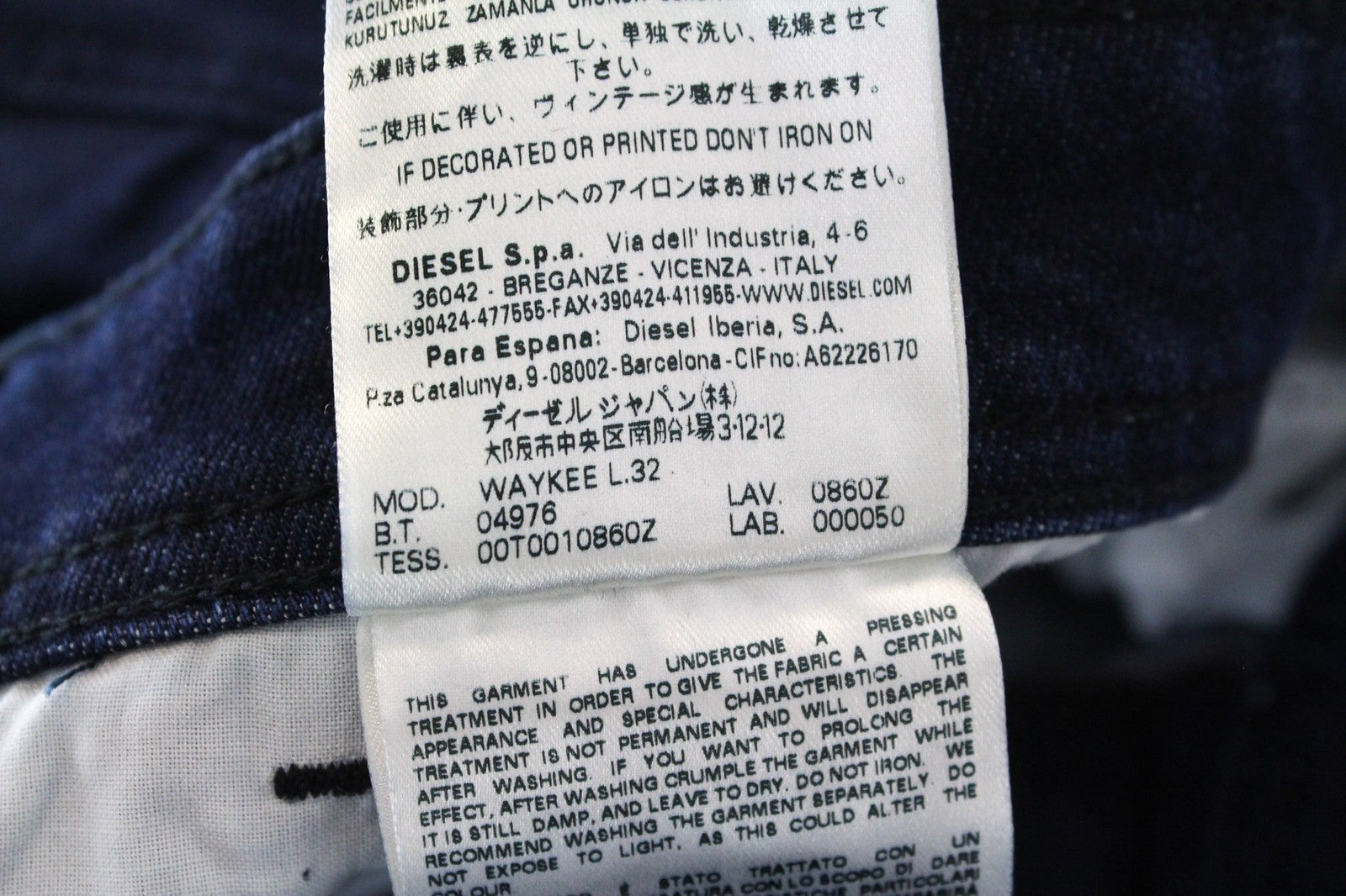 DIESEL Waykee 0860Z Men's Jeans W27/L32 Straight Regular Fit Stretch Blue