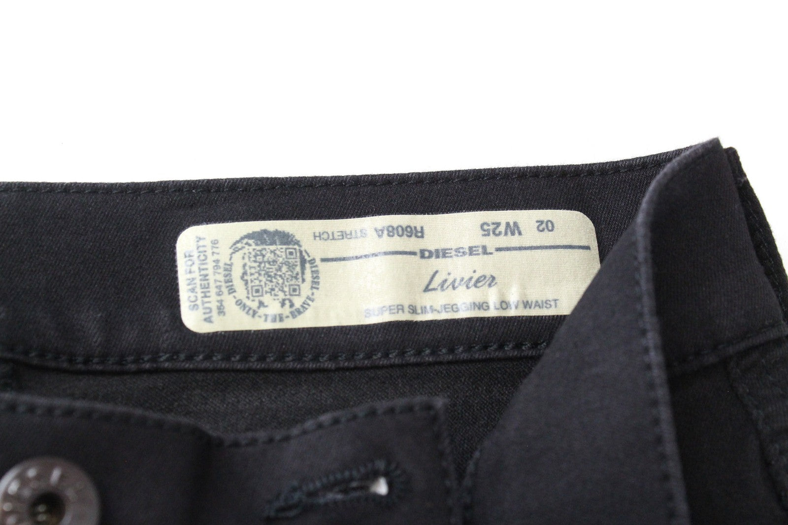 DIESEL Livier R608A Women's Jegging W25 Black Cotton Stretch Super Slim Fit