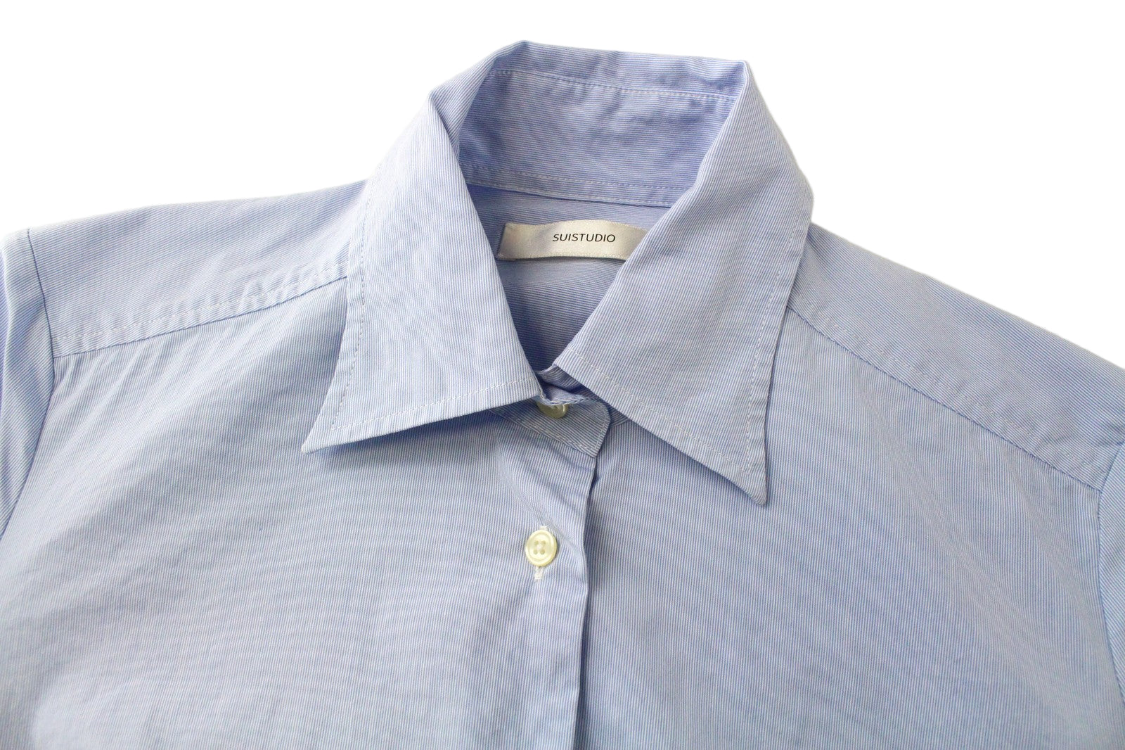 SUITSUPPLY Women's Shirt EU34R Blue Stretch Cotton Blend Formal Long Sleeve