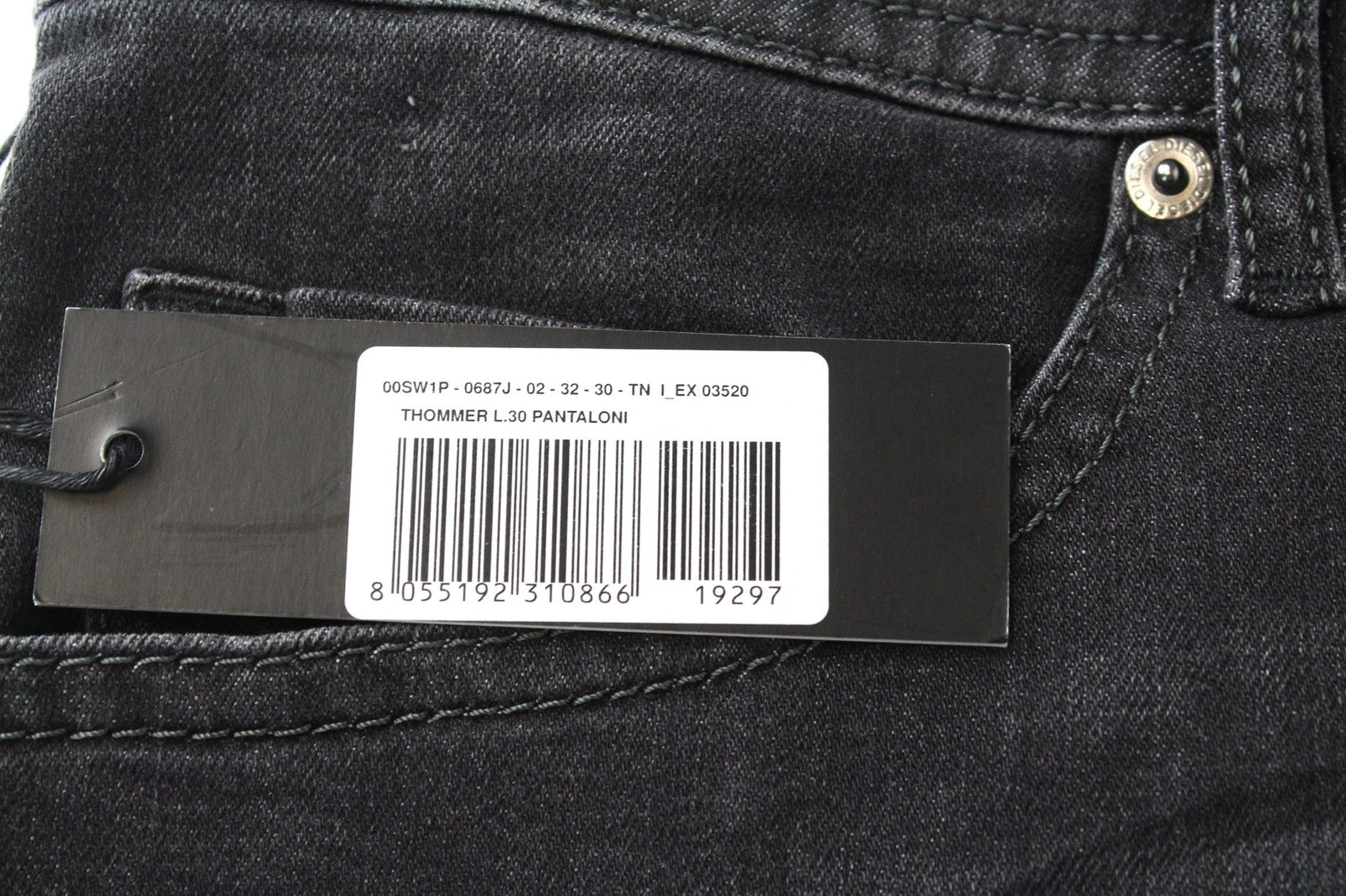 DIESEL Thommer 0687J Men's W32/L30 Slim Skinny Stretch Cotton Grey Jeans