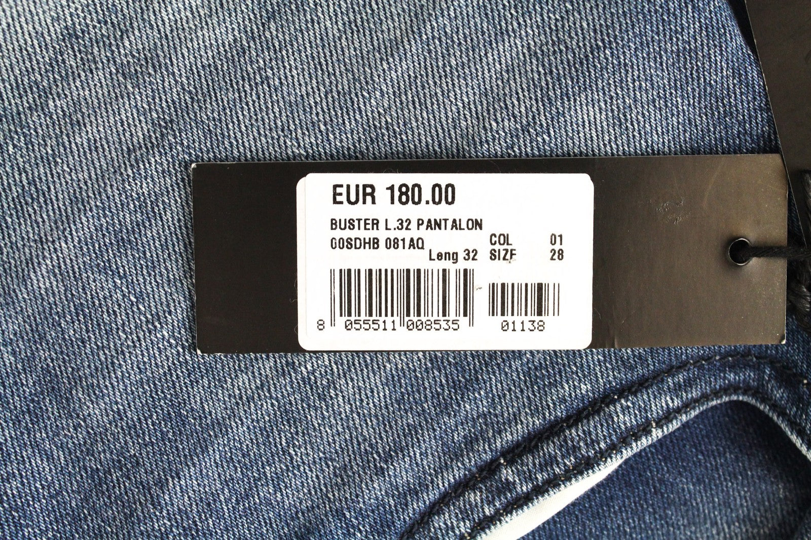 DIESEL Buster 081AQ Men's W28/L32 Blue Slim Taper Ripped Cotton Stretch Jeans