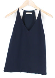 SUISTUDIO Women's Top EU38 Navy V-Neck Sleeveless Casual Lightweight Straps