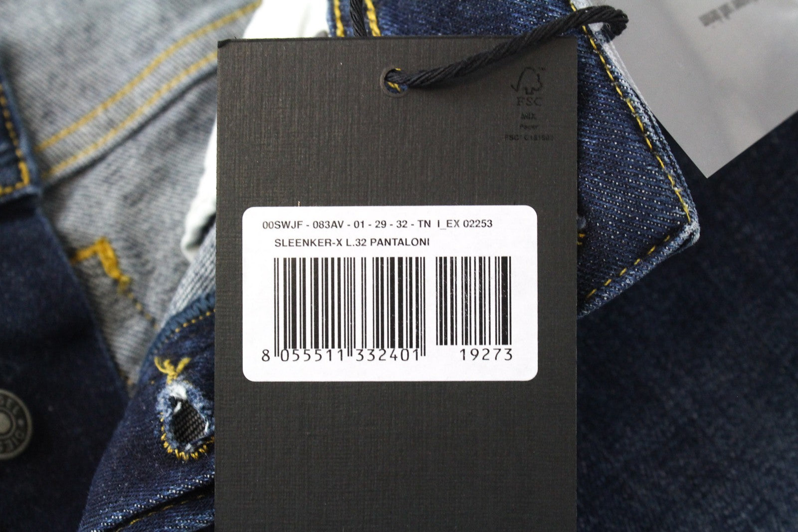 DIESEL Sleenker-X 083AV Men's Jeans W29/L32 Blue Slim-Skinny Stretch Fit