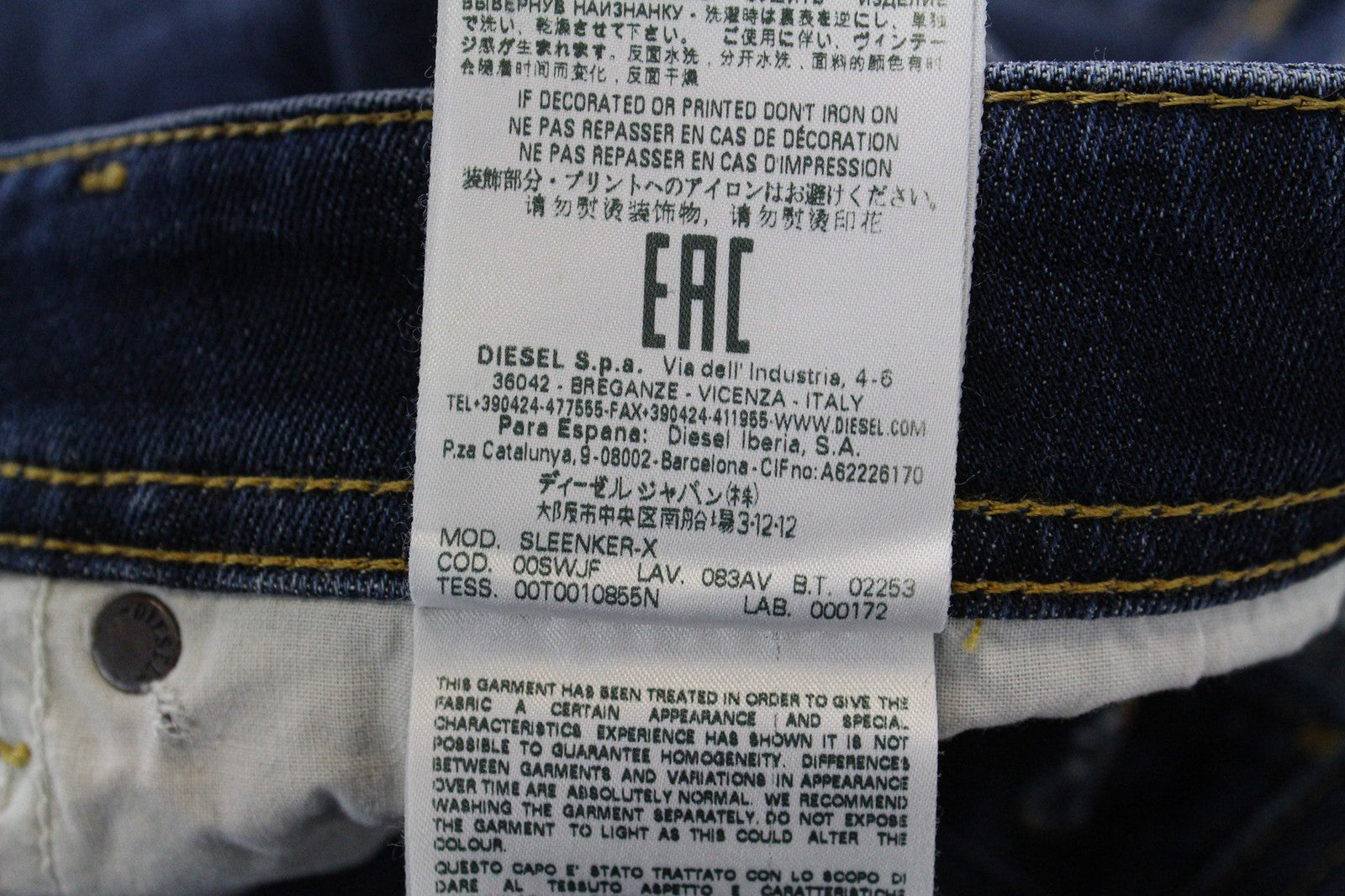 DIESEL Sleenker-X 083AV Men's Jeans W29/L32 Blue Slim-Skinny Stretch Fit