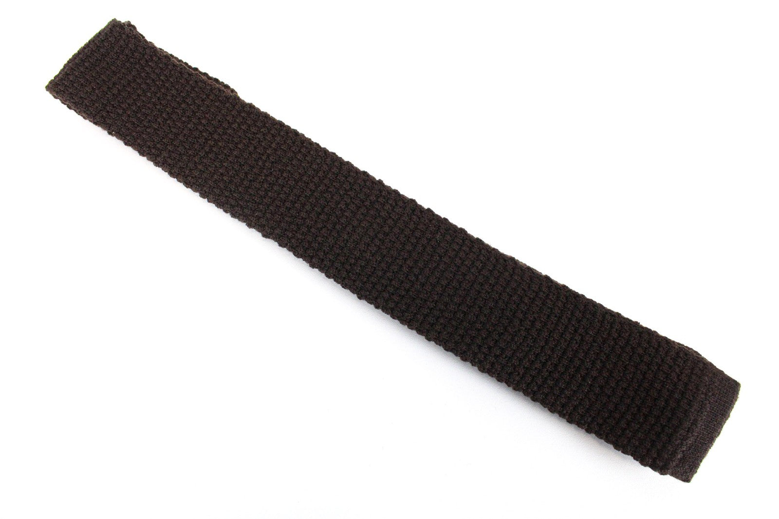 SUITSUPPLY Men's Tie ~75.5x6cm Brown Knitted Wool Square-End Classic Style