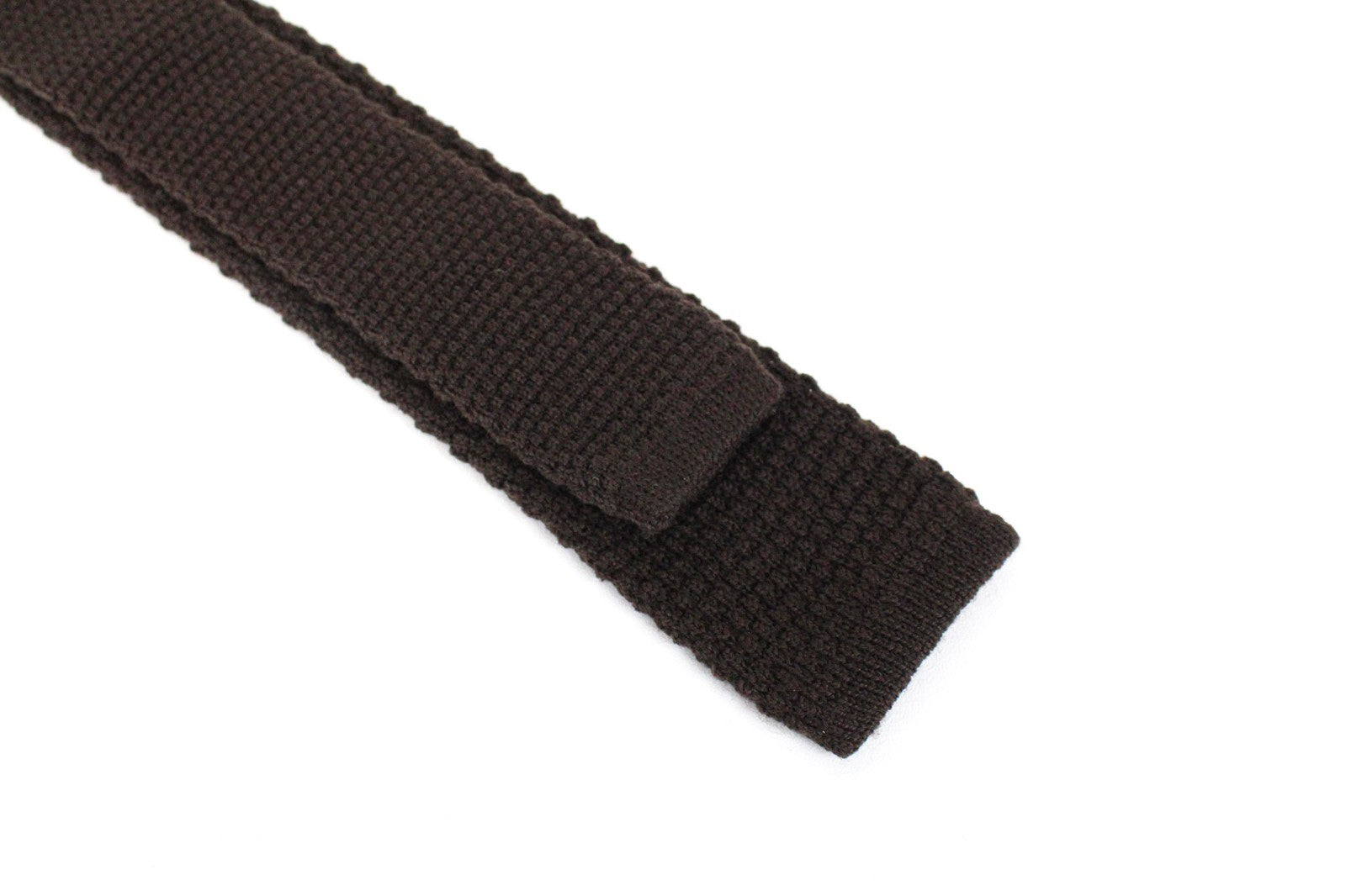 SUITSUPPLY Men's Tie ~75.5x6cm Brown Knitted Wool Square-End Classic Style