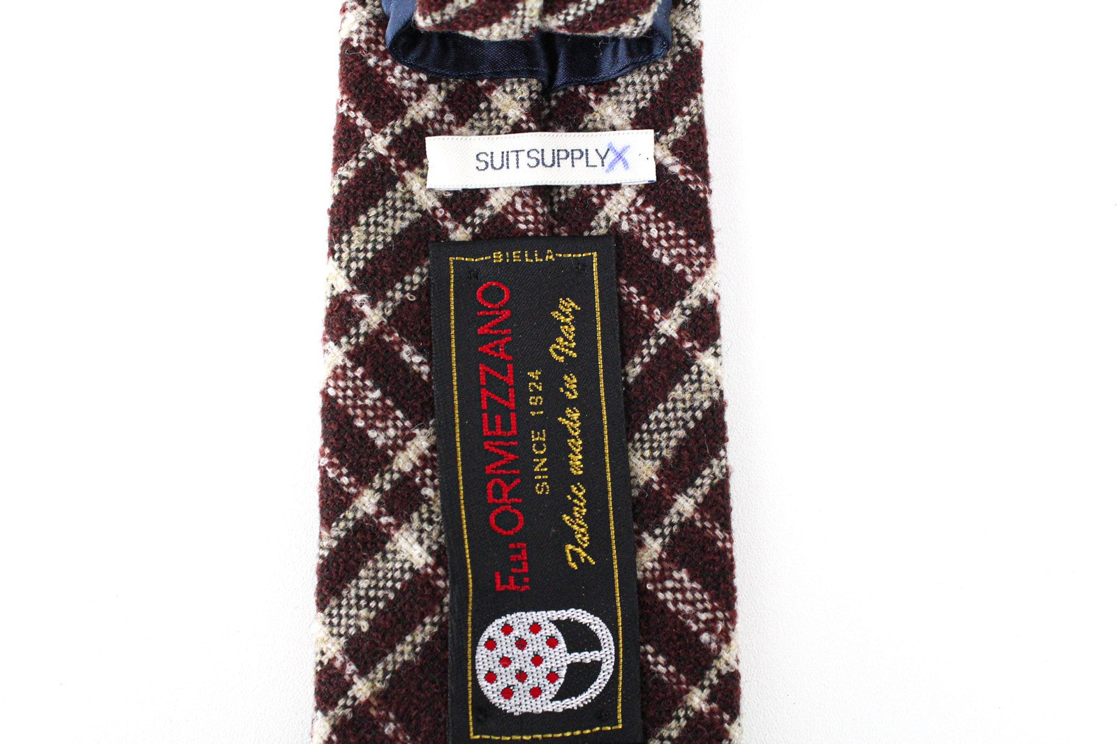 SUITSUPPLY Men's Tie ~150x8cm Purple Wool Blend Check Pointed-End Neckwear