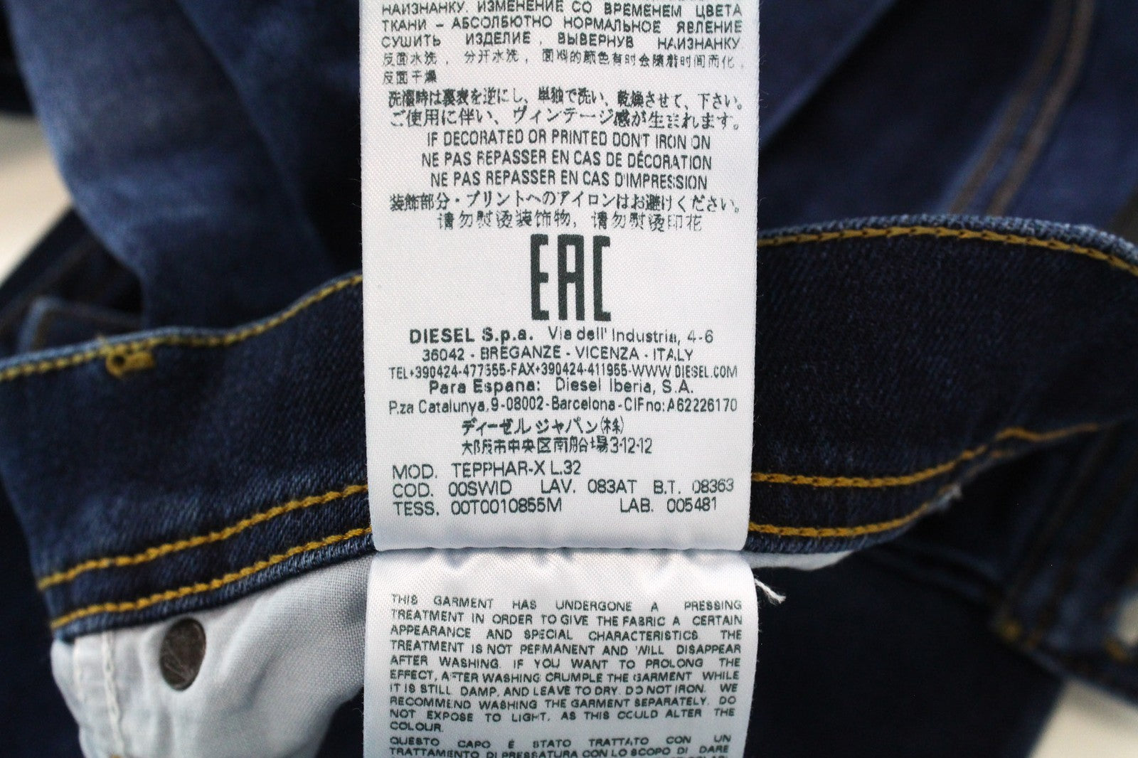 DIESEL Tepphar-X 083AT Men's Jeans W26/L32 Slim Carrot Fit Stretch Blue Denim