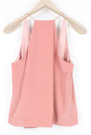 SUISTUDIO Rickie Women's Top UK10 Pink V-Neck Pure Silk Strappy Summer Blouse