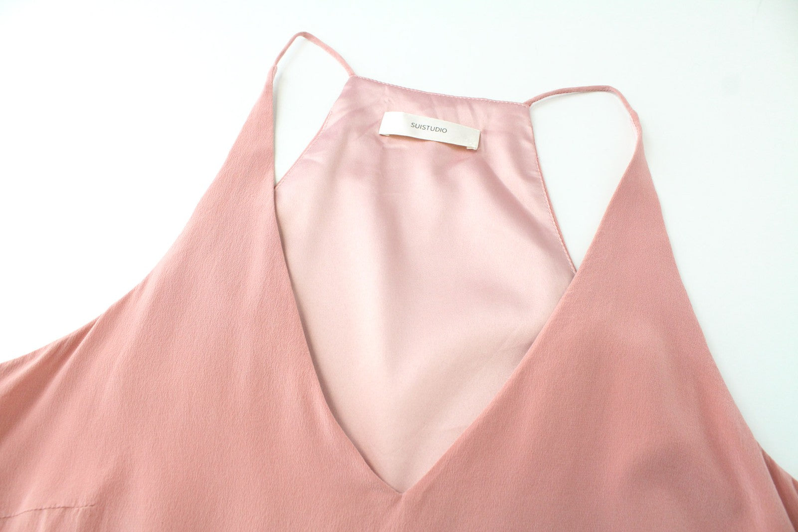 SUISTUDIO Rickie Women's Top UK10 Pink V-Neck Pure Silk Strappy Summer Blouse