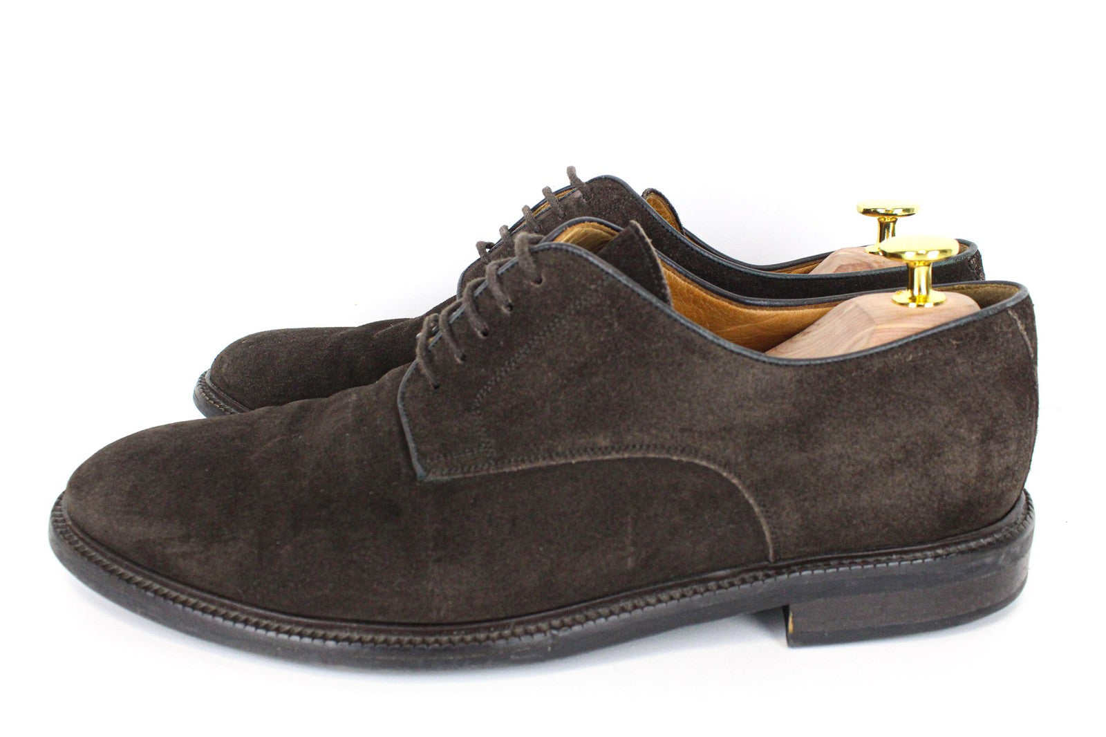 SUITSUPPLY Men's Shoes EU44 Brown Suede Lace-Up Formal Low-Top Dress Shoes