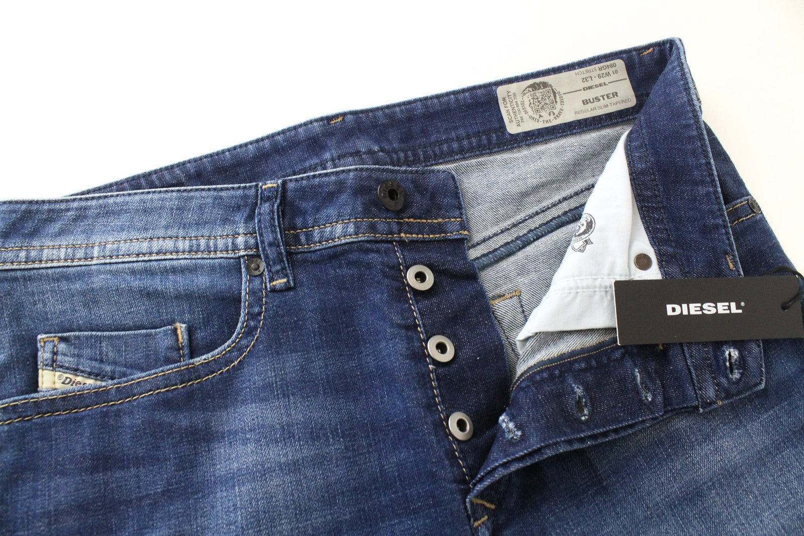 DIESEL Buster 084GR Men's Jeans W29/L32 Blue Slim Taper Fit Cotton Stretch