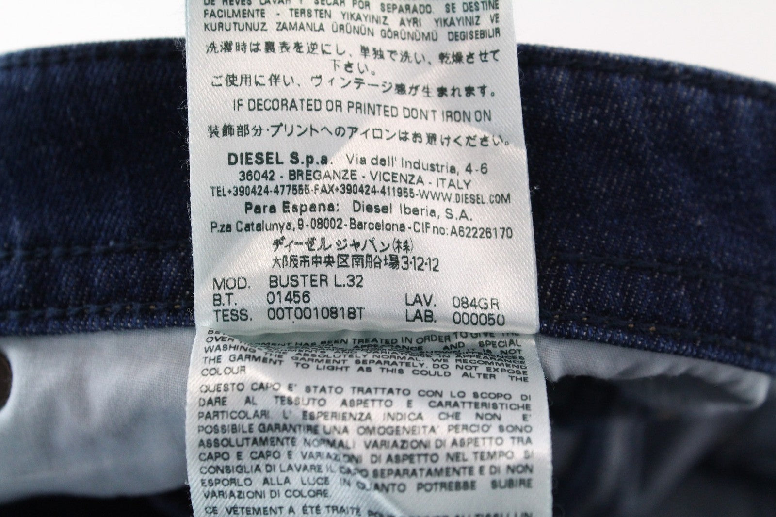 DIESEL Buster 084GR Men's Jeans W29/L32 Blue Slim Taper Fit Cotton Stretch