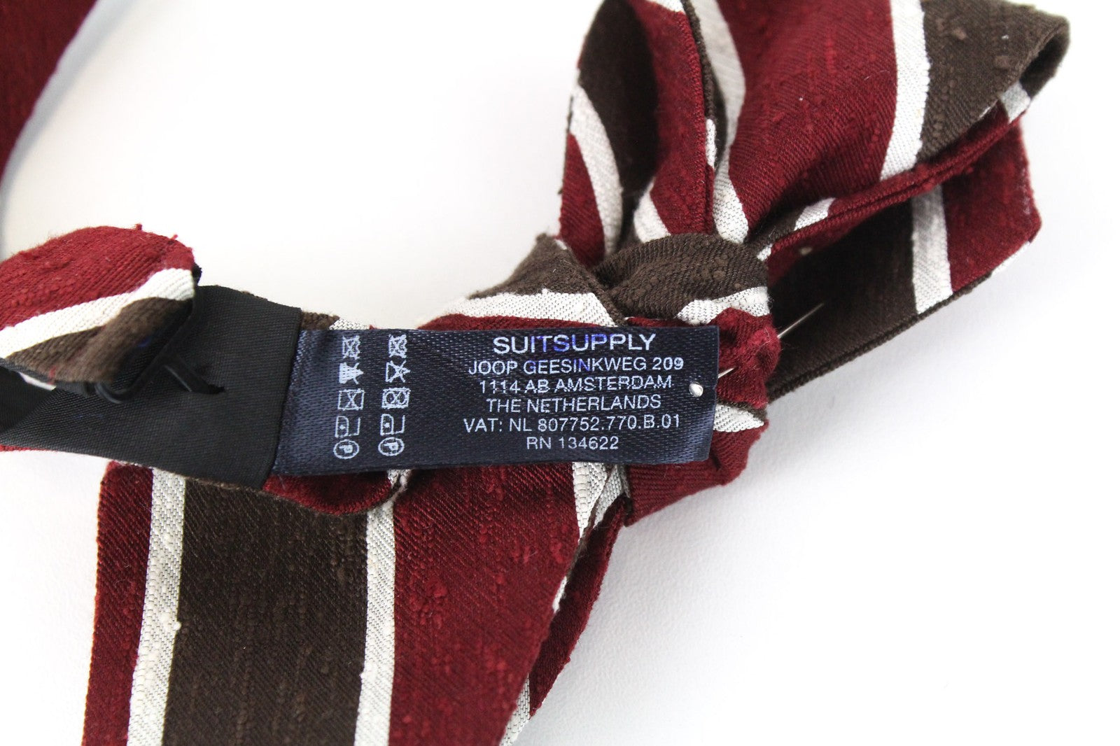 SUITSUPPLY Men's Bow Tie Brown One Size Silk Stripe Melange Butterfly Style