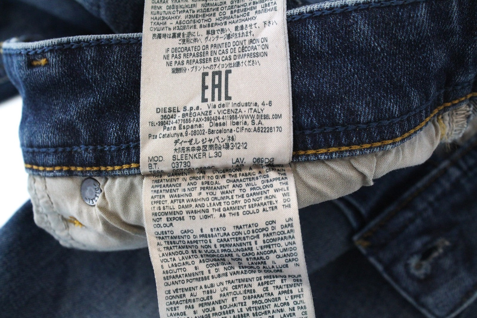 DIESEL Sleenker 069DG Men's W27/L30 Distressed Slim Skinny Stretch Blue Jeans