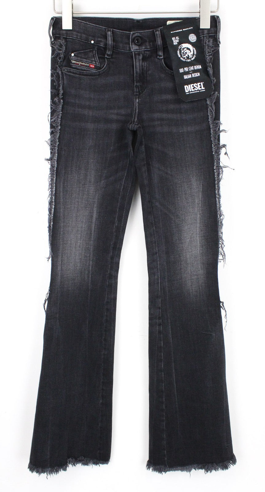 DIESEL D-Ebbey-F 081AH Women Jeans W23/L32 Bootcut Stretch Dark Grey Cotton